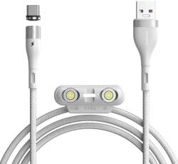Baseus Кабел Baseus Zinc Magnetic Safe Fast Charging Data Cable (CA1T3-B02), от USB A(м) към Lightning(м)/USB C(м)/microUSB(м), магнитни накрайници, 1m, бял (CA1T3-B02 / 48159)