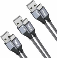 VOXON Кабел Voxon CUC02105GA02, от USB A(м) към USB C(м), комплект 3 броя, 12W, тъмносив (CUC02105GA02)