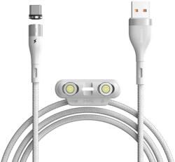 Baseus Кабел Baseus Zinc Magnetic Safe Fast Charging Data Cable (CA1T3-A02), от USB A(м) към Lightning(м)/USB C(м)/microUSB(м), магнитни накрайници, 1m, бял (CA1T3-A02 / 48158)