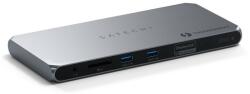 Satechi Докинг станция Satechi ST-DT4MDM-EU, от Thunderbolt 4 към 3x USB-C (Thunderbolt 4), 2x USB-A, 2x HDMI, 1x AUX, 1x RJ45, 1x SD четец, сива (ST-DT4MDM-EU)