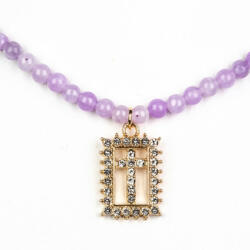  Kereszt Gyöngy Nyaklánc Levendula Kvarccal ( Nyaklánc+Medál ), LGP0317