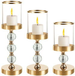  Candlestick - lantern set 3 pcs gold Ruhhy 26487