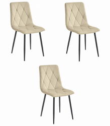  Valora TYRA szék bársony fekete lábakkal 3 darabos szett