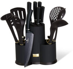 Berlinger Haus Royal Black Collection 12 részes konyhai készlet késekkel és kiszedőkkel, fekete/ezüs (BH-6253)