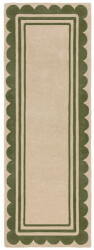 Flair Rugs Zöld-natúr színű kézi szövésű gyapjú futószőnyeg 80x230 cm Lois Scallop - Flair Rugs