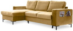 Miuform Lofty Lilly mustársárga kinyitható bársony sarokkanapé, bal oldali - Miuform