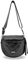 ZELLIA Női Oldaltáska 21028 Fekete Matt - Steppelt - Ezüst K (ZLK-21028-73763222)