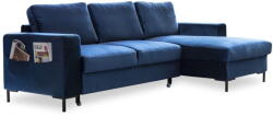 Miuform Lofty Lilly matrózkék kinyitható bársony sarokkanapé, jobb oldali - Miuform