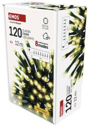 EMOS 12m kültéri és beltéri meleg fehér programokkal időzítő D4AW23 LED karácsonyi fényfüzér (EMOS-D4AW23)