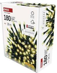 EMOS 18m kültéri és beltéri meleg fehér programokkal időzítő D4AW24 LED karácsonyi fényfüzér (EMOS-D4AW24)