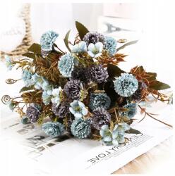  Kék Szegfű Művirág, levelekkel, 30cm, virágcsokor, vázába (BUKIET GOŹDZIKI NIEBIESKI 30cm Molly_pet)