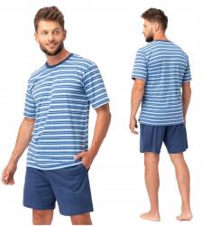 Key Férfi pamut pizsama, rövid ujjú, rövidnadrág, zsebekkel, Size M, sötétkék (piżama męska na lato MNS 364)