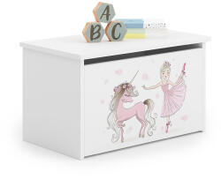  Ladă de jucării Daria albă cu imprimeu Fetiță cu unicorn