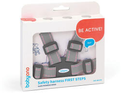 BabyOno Gyermek Biztonsági Heveder - Szürke, Állítható Járássegítő és Kézfogó Póráz 6 Hónapos Kortól Kisgyermekeknek