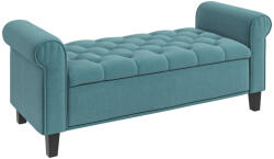 HOMCOM Ülőpad tárolóval, bársonyhatású, 120 kg-ig terhelhető, kékeszöld, 126 x 48, 5 x 47 cm (838-407V01GN)