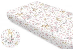  Baby Shop pamut, gumis lepedő 80*160 cm - Rózsaszín őzike