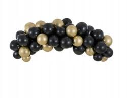 Party Deco Balonszalag, fekete-arany, 200cm, 60db, latex