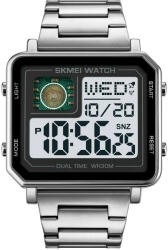 Skmei Ceas barbatesc de mana Skmei Led Digital Patrat Fundal luminos Casual Argintiu Ceas
