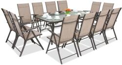 Garden Point Modena/Rosario fém étkezőbútor 12 személyes nagy 200 cm-es asztallal barna (GAP391-12)