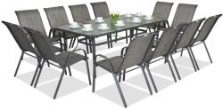 Garden Point Modena fém kerti bútor 12 fő részére nagy asztallal szürke (GAP386-12)