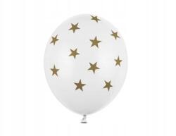 Party Deco Lufik, 30cm, Csillagok, Pasztell Fehér, 6 db, latex