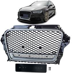  AUDI A3 8V 2012-2016 ezüst - lakkozott fekete RS stílusú Quattro optikás hűtőrács