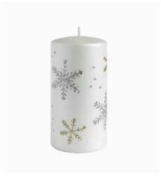ARTMAN Karácsonyi henger gyertya - 14x7 cm - fehér hópelyhes (IMO-CHH-BC8380-SW)