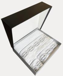 SOFT COTTON VITA törölközők és fürdőlepedők ajándékszettje, 3 db Fehér-szürke hímzés / Grey embroidery