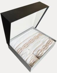 SOFT COTTON VITA törölközők és fürdőlepedők ajándékszettje, 3 db Fehér - bézs hímzés / White - beige embroidery