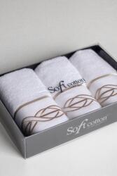 SOFT COTTON VITA kis törölközős ajándékcsomag, 3 db Fehér - bézs hímzés / White - beige embroidery