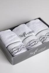 SOFT COTTON VITA kis törölközős ajándékcsomag, 3 db Fehér-szürke hímzés / Grey embroidery