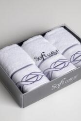 SOFT COTTON VITA kis törölközős ajándékcsomag, 3 db Fehér-lila színű / Lila embroidery