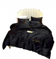 Cotton world Prémium Ágyneműhuzat Garnitúra 200x220 Fekete Luxus Szatén Hímzéssel (2605)