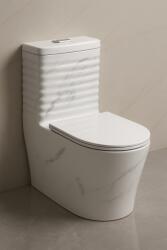  Set vas wc cu capac slim, montare pe podea, rimless, evacuare laterala, alb gri 68 x 37 x 80 cm T2126UG (A058)