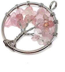 R. M. ékszer Életfa medál drótos Rózsakvarc 3cm (020648)