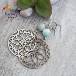 Kristály Jóga Shop Kvarcit 8 mm-es színes ásvány fülbevaló mandalával