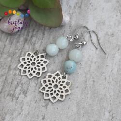 Kristály Jóga Shop Kvarcit 6 mm-es színes ásvány fülbevaló mandalával