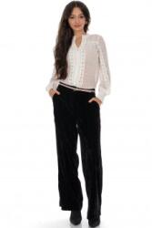 ROH Pantaloni eleganti din catifea cu croiala dreapta Negru Aimelia TR563