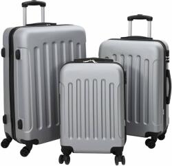 vidaXL Bőrönd zárral 3 pcs Ezüst 50 x 31 x 78 cm ABS Műanyag (42006237)