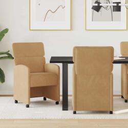 vidaXL Kerekes Étkező Székek 2 pcs Barna 58 x 65 x 98 cm Bársony (42017882)