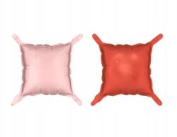 Party Deco Fólia lufi, kétoldalas, négyzet alakú, rózsaszín-piros, 35×35cm, 4db