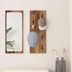 vidaXL Fali Kabáthorog tárolóval Öreg fa 30 x 1, 5 x 80 cm Faanyag (874473)