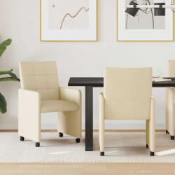 vidaXL Kerekes Étkező Székek 2 pcs Krém 58 x 65 x 94 cm szövet (42017836)