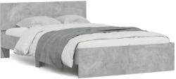 vidaXL betonszürke ágykeret fejtámlával és LED-del 120x200 cm (3207619)