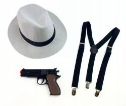Tropic Gangszter Al Capone Jelmez, kalap, nadrágtartó, pisztoly