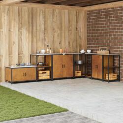 vidaXL Konyhai Tárolás polcokkal ajtóval Rozsdás 60 x 50 x 92 cm Acél (875002)