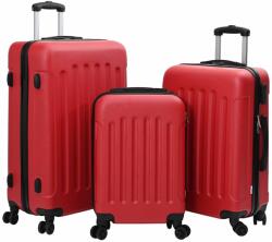 vidaXL Bőrönd zárral 3 pcs Piros 50 x 31 x 78 cm ABS Műanyag (42006249)