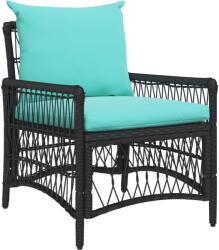 vidaXL Kerti Szék párnával Fekete 73 x 61 x 77 cm polirattan (42006225)