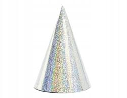 Party Deco Holografikus Sapka, ezüst, 16cm, 6 db/csomag, parti kiegészítő