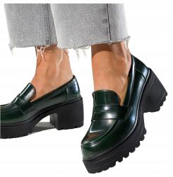 Casu Zöld Mokaszin, vastag sarok, bordázott platform, Size 41 (7090110000413)